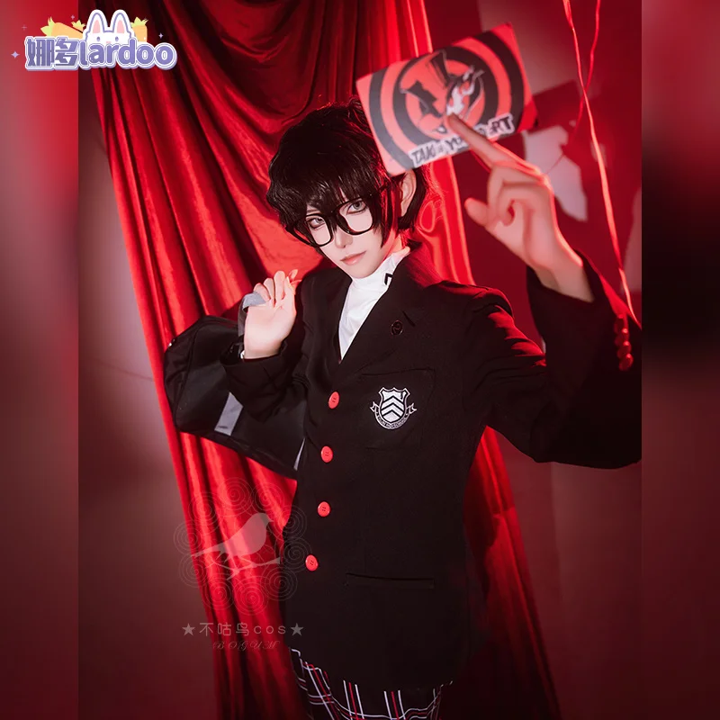 Uniforme de juego Persona 5 para hombre y mujer, traje de Cosplay de Amamiya Ren Kasumi Yoshizawa, uniforme escolar Unisex para Halloween, abrigo para fiesta, conjunto de uniforme negro