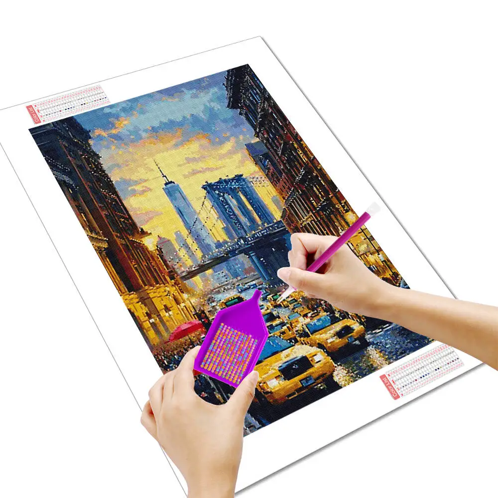 HUACAN Diamond Painting New York City Street Scene Bridge Sunset Full Drills Art Home/office Decor Gift 