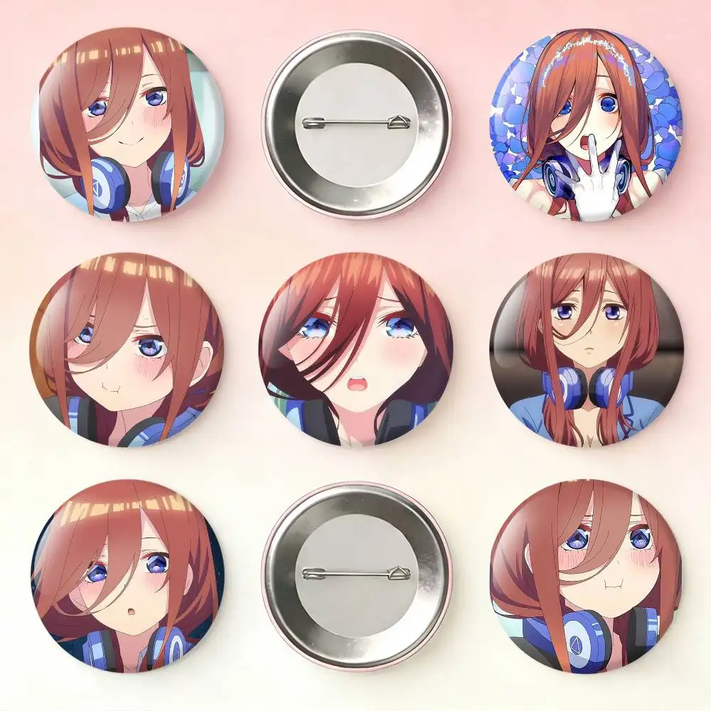 TQQ M-Miku N-Nakano Laser Badge Creative Pins Brooch for Bag Clothes Hat Decor Gifts Fans Collect
