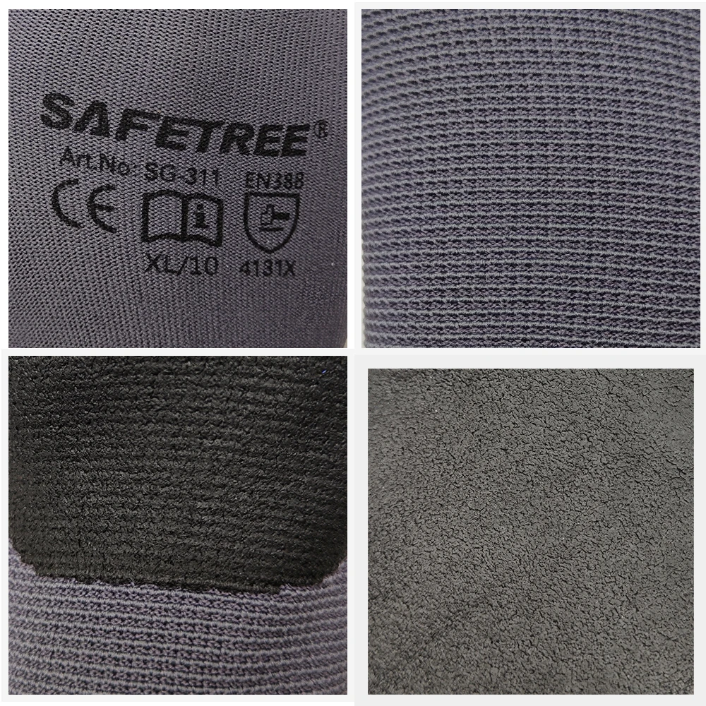 SAFETREE 10 أزواج قفازات أمان من النايلون CE قفازات ميكانيكية مطلية بالنخيل قفاز مريح ورقيق لسهولة العمل