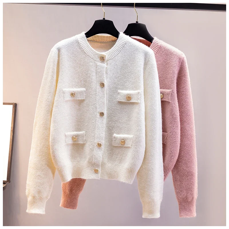 

White Mohair Thicken O neck Sweater Autumn Winter Sweet Fashion Long Sleeve Casual Solid Color Pullovers Pull Femme Jump F372