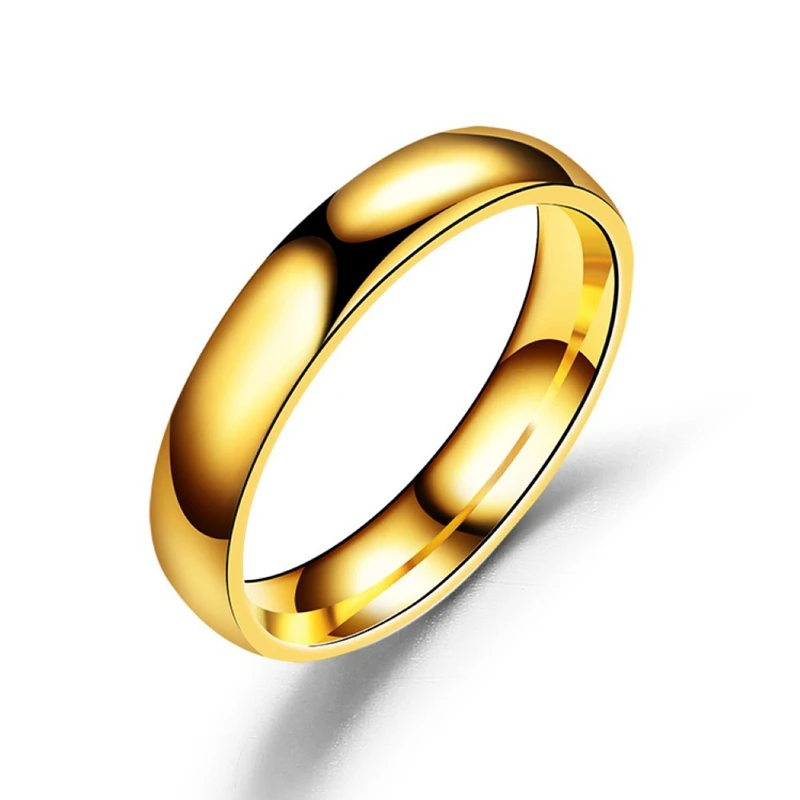 Fashion Simple Gold Plated Glossy Ring Classic Couple Banquet Exquisite Jewelry