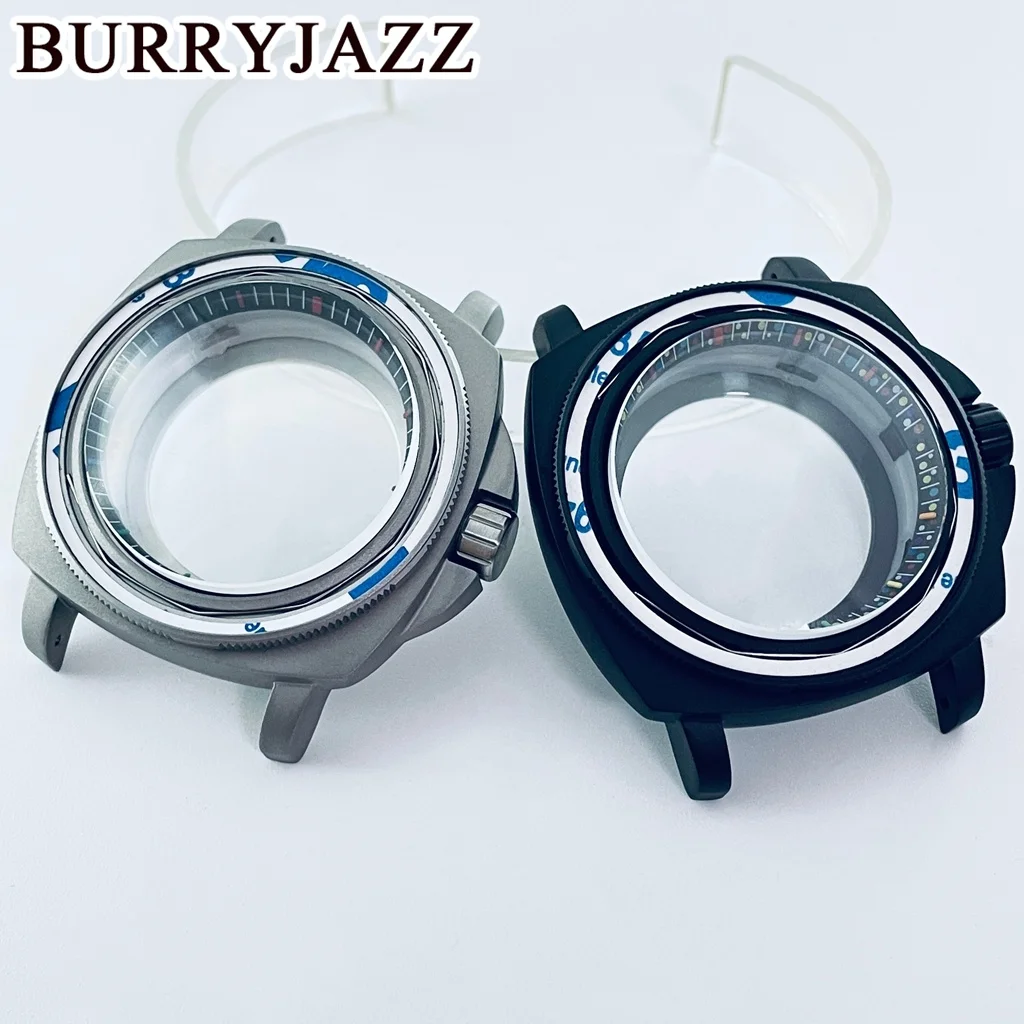 Brushed Raw Square 42mm Diving Watch Case 3 O'clock Crown Dome Sapphire Crystal Fit NH34 NH35 NH36 NH38 Movement For 28.5mm Dial