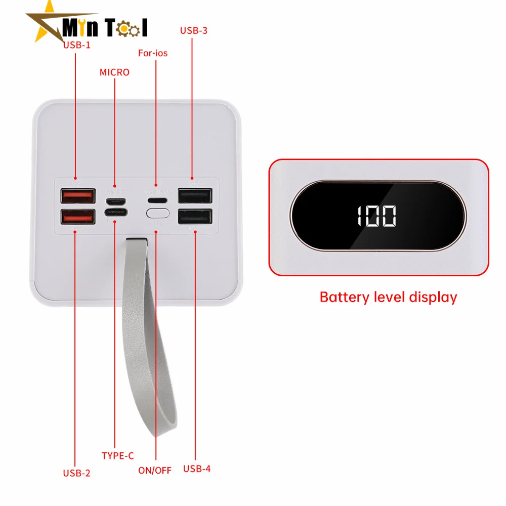 DIY 28 X 18650 Battery PD QC3.0 USB 10W  Storage Powerbank Box Wireless Charging Holder Power Tool Accessories