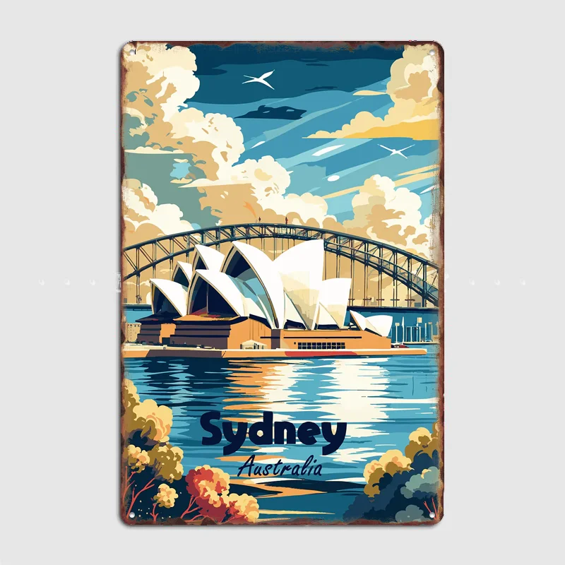 Home Bar Sydney - シドニーオペラハウス旅行ポスターメタルサインバーカスタム寝室屋内ポスターホーム壁装飾ポスタールーム装飾