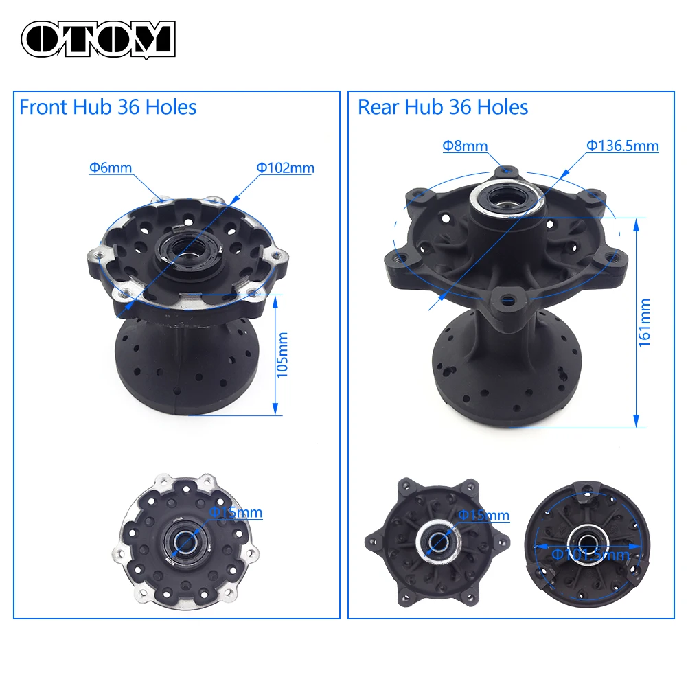 OTOM 36 Holes Motorcycle Front Rear Wheel Hub 34X-25111-02-35 5XT-25311-10-00 For YAMAHA TRICKER XG250 Motocross Tire Accessorie