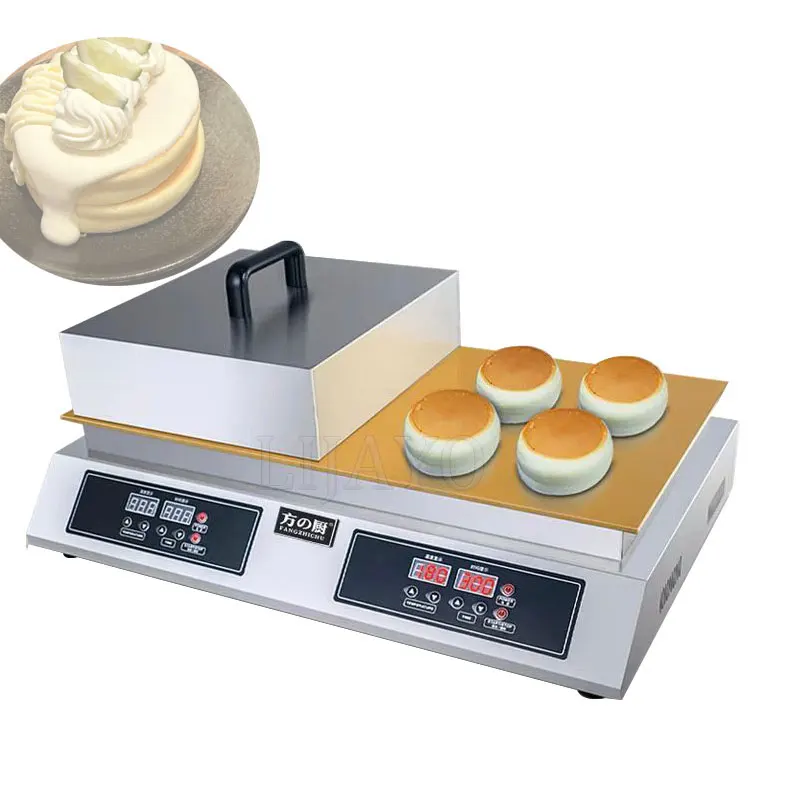 

Commercial Dorayaki Muffin Double Headed Grill Plate Nonstick Waffle Fluffy Pancakes Souffle Making Machine