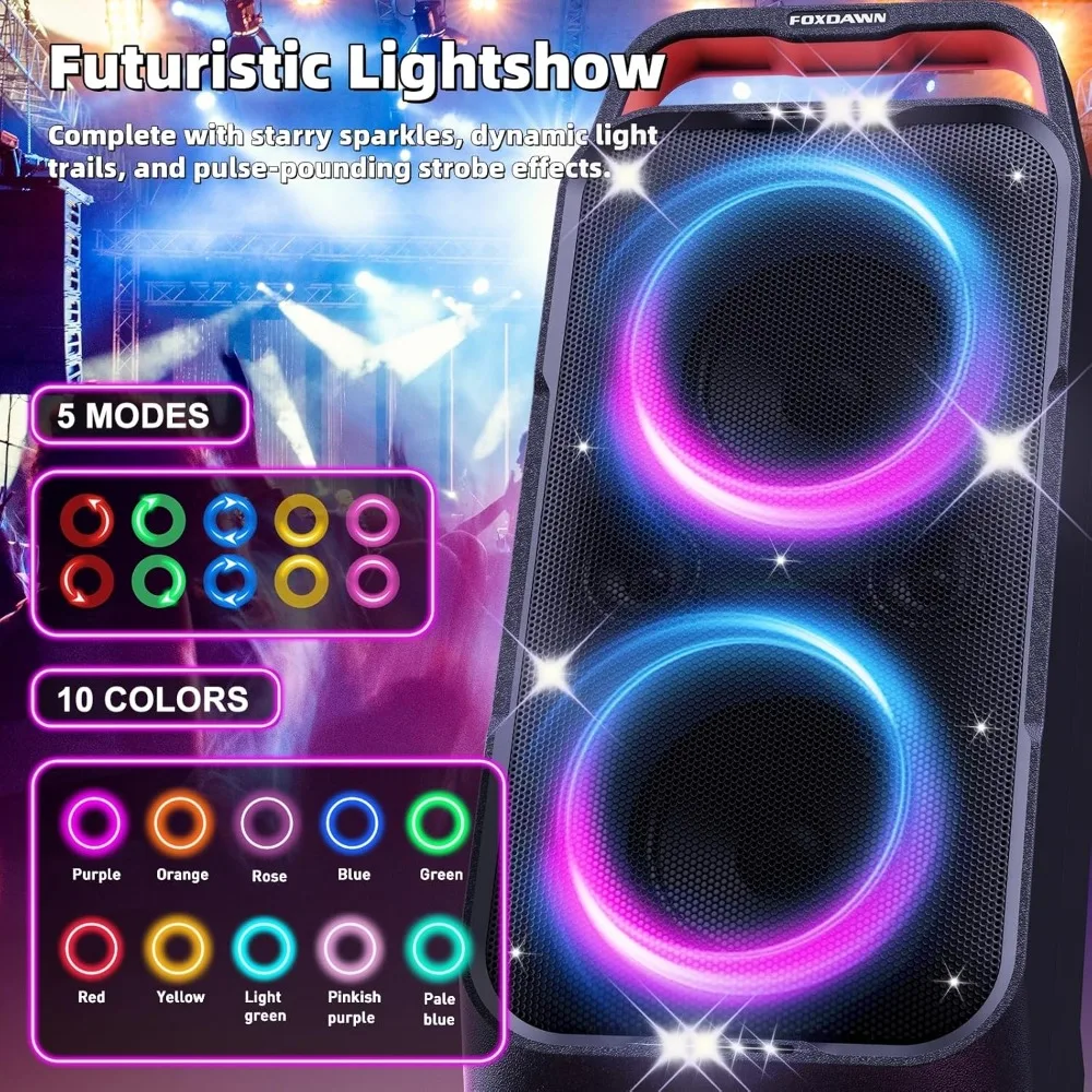 مكبر صوت بلوتوث محمول: 240 واط ذروة صوت عالي قوي عميق باس لاسلكي Boombox مضخم صوت كبير عمر البطارية 15 ساعة #3