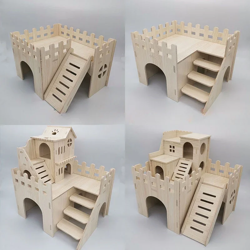 Hamster Squirrel Solid Wood Avoidance House Hedgehog Wooden House Golden Bear Nest Dutch Pig Dormitory Rutin Chicken Large House