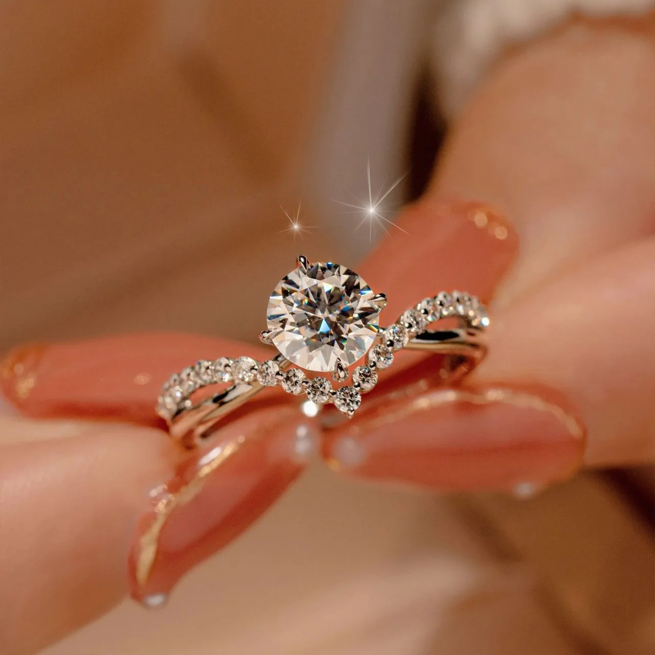 DIY accessories Live broadcast explosion 1 carat coronation crown ring for love women's light luxury high-value imitation mozzar