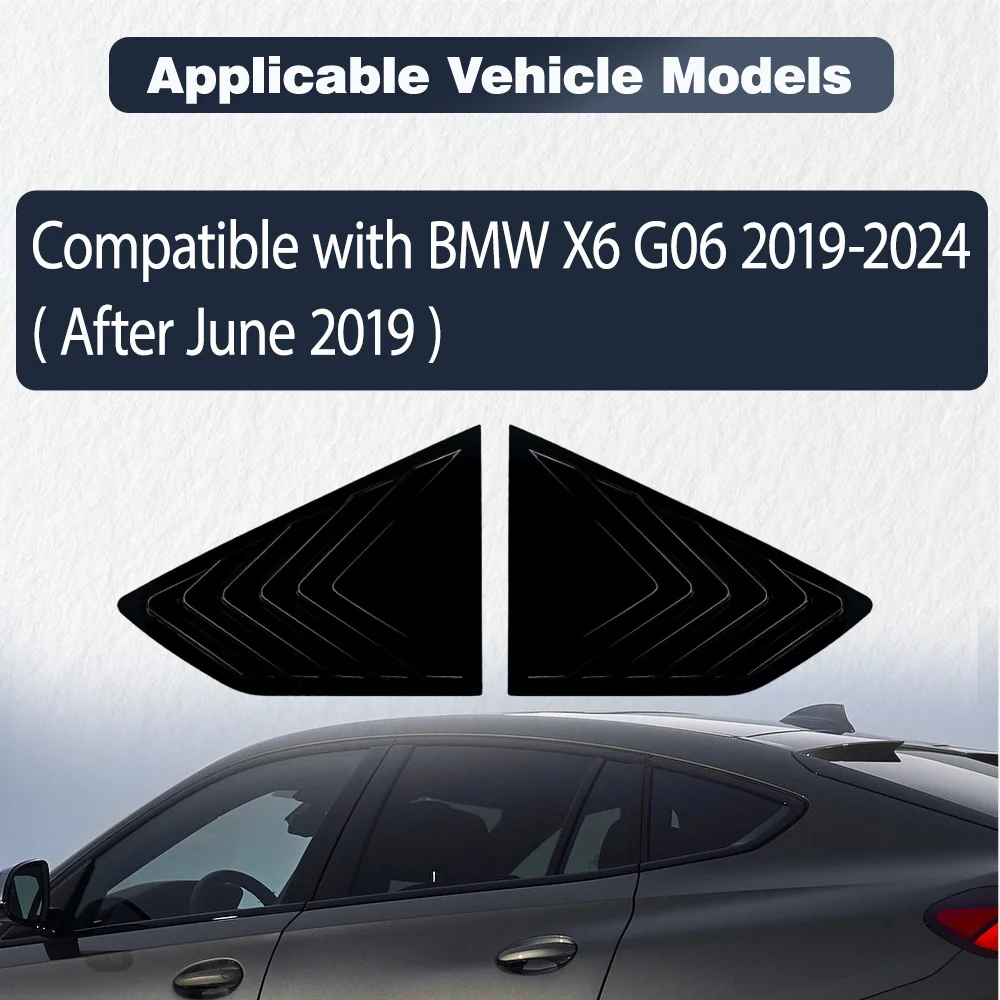 For  BMW X6 G06 2019 2020 2021 2022 2023 2024 2Pcs Car Rear Window Side Louver Shutter Cover Vent Scoop Sticker Trim Spoiler
