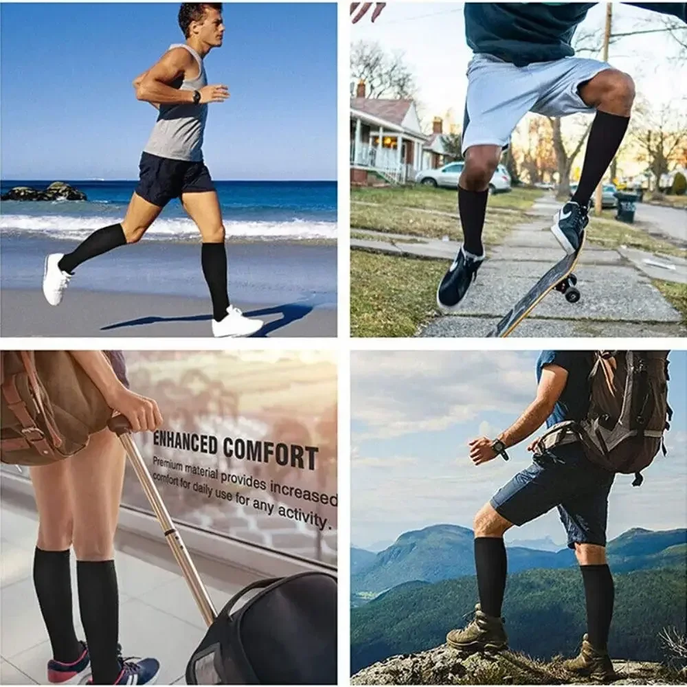 Calcetines de compresión para hombre y mujer, medias deportivas naturales para correr, ciclismo, senderismo, embarazo, venas varicosas, Maratón