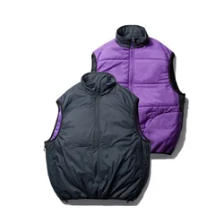 22AW Pier39s Japan Outdoor Function Color Matching Double-sided Semi Zipper Cotton Vest Stand Collar Popular Loose Jacket