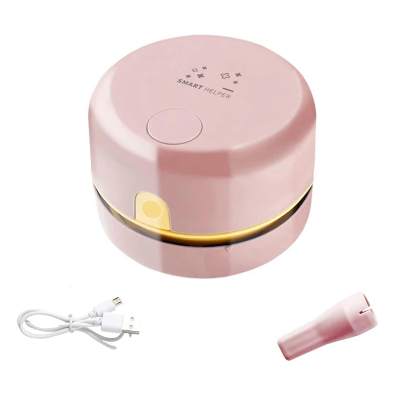 Desk Vacuum Cleaner, Mini Table Dust Vacuum Cleaner, Rechargeable Table Dust Sweeper,Handheld Dust Cleaner Table Durable -Pink