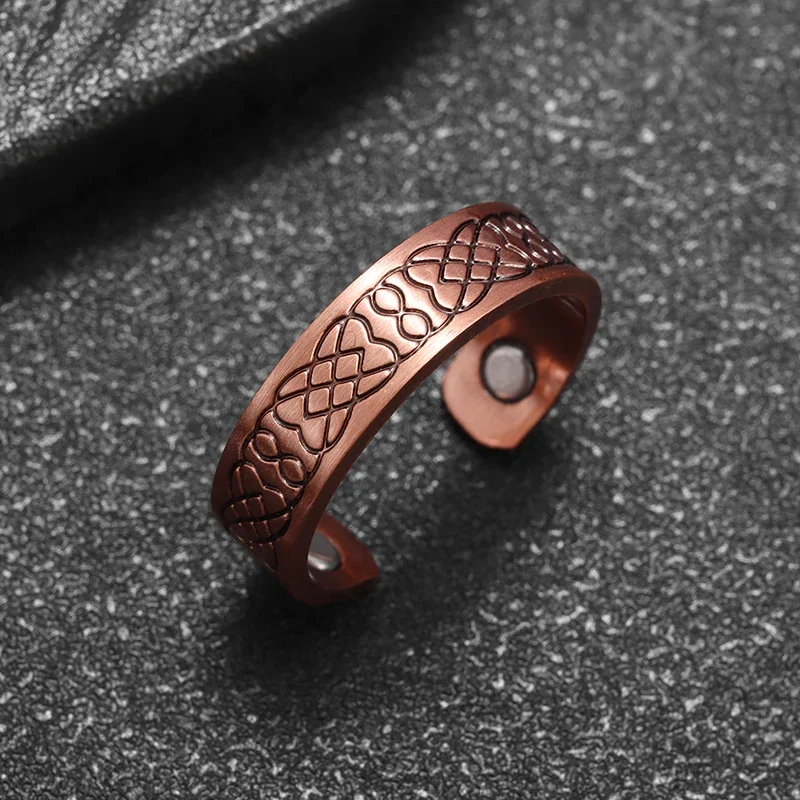 Retro Geometric Fish Pattern Open Ring Magnetic Energy Treatment Joint Pain Ring Suitable for Women and Men Health Jewelry