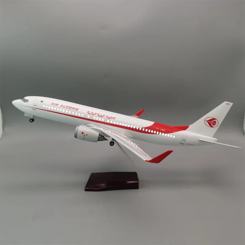 

1:85 Scale Plane B737 Algerie Airways 47cm Airplane Toy Diecast Aircraft Assemble With Lights And Base Adult Toy Aviation Hobby