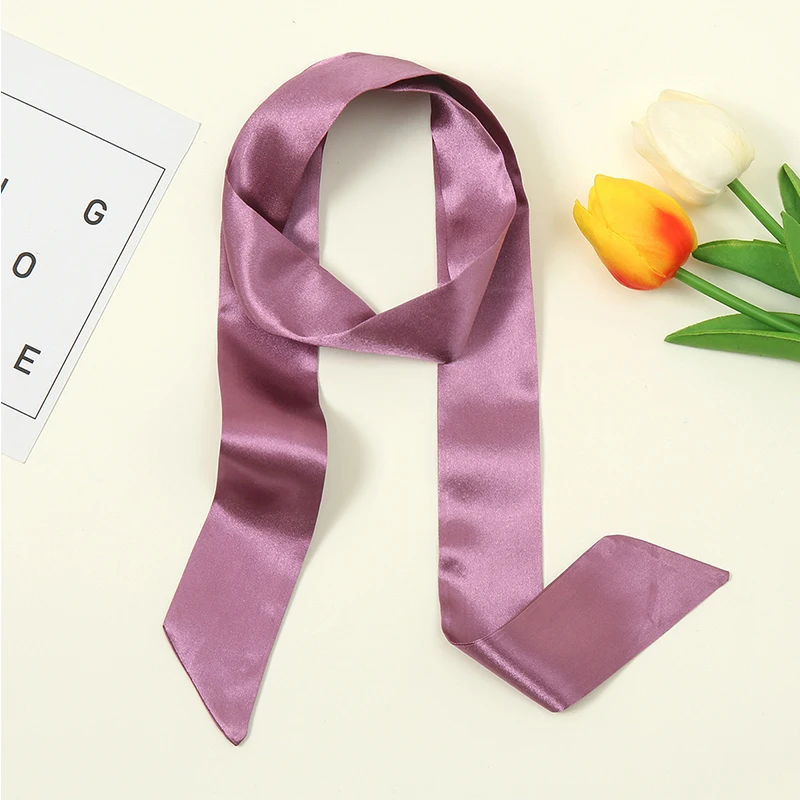 DIY Small Silk Scarf Handle Bag Ribbons Headband 1PCS Skinny Scarves Satin Ribbon Neck Tie Simple Narrow Long Scarf Neckerchief