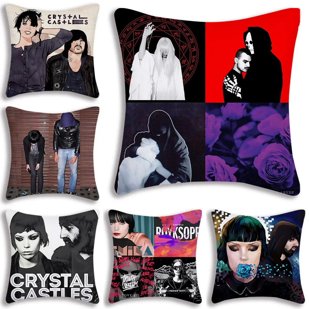 C-Crystal Castles Pillow Covers Cartoon Sofa Decorative Home Double-sided Printing Short Plush Cute Cushion Cover