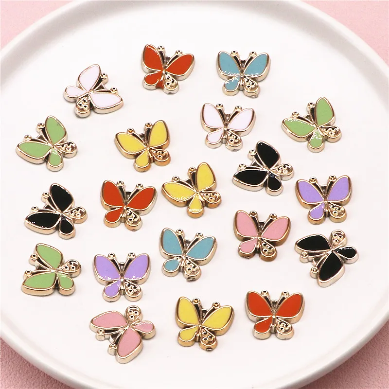 30pcs Mix Colors Plastic Butterfly Enamel Fatback Cabochon DIY Hair Clip/Jelwery Decoration Accessories,18*16mm