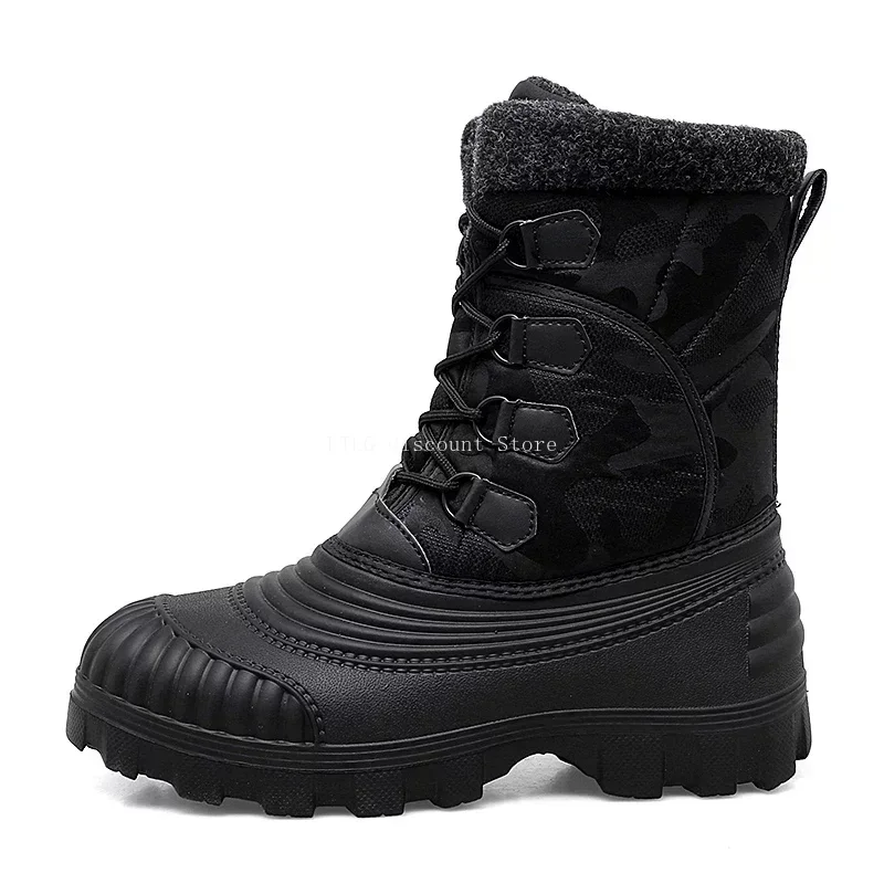 Winter Snow Boots Mid-calf Duck Boots for Men Warm Outdoor Waterproof Hunting Boot Working Boots Mens Camouflage Outdoor Shoes