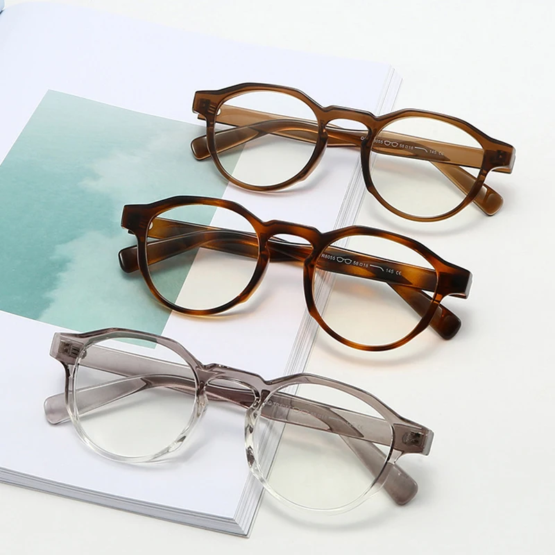 إطار نظارات دائرية عتيقة من SO&EI للنساء، إطار بصري شفاف مضاد للبلو راي للرجال