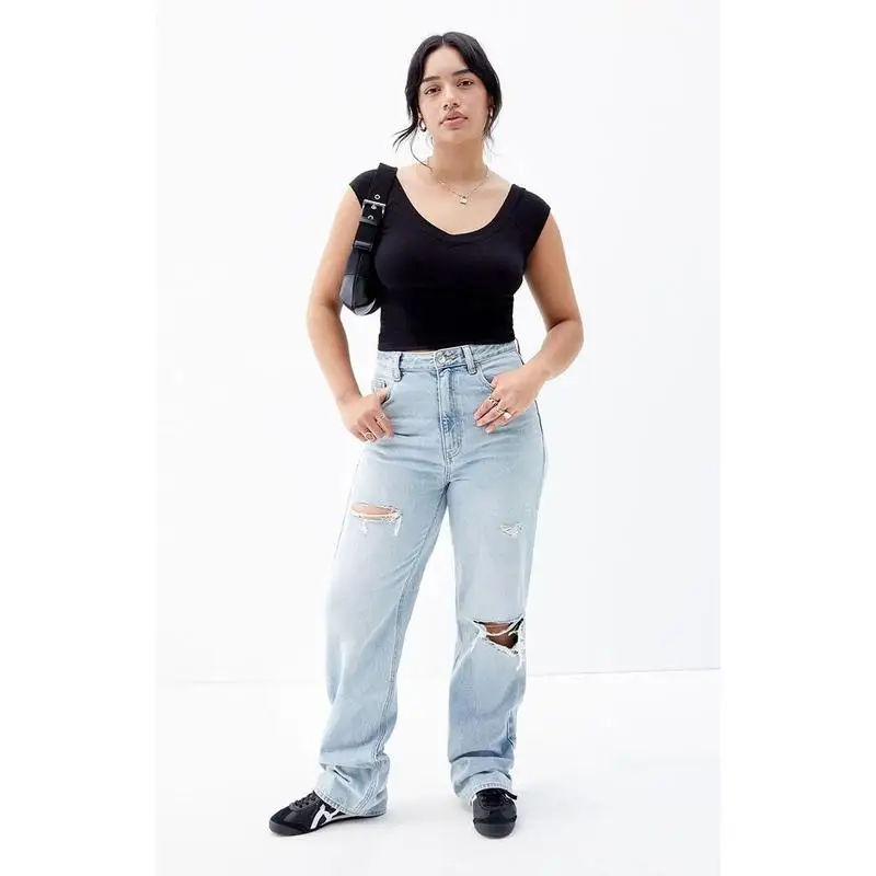 PacSun Women's Light Indigo Ripped '90s Boyfriend Jeans