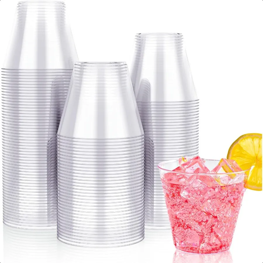 

Прозрачные пластиковые стаканчики на 10 унций, 100 упаковок, сверхмощные прозрачные пластиковые стаканы для свадьбы, Дня благодарения, Хэллоуина, Рождественской вечеринки