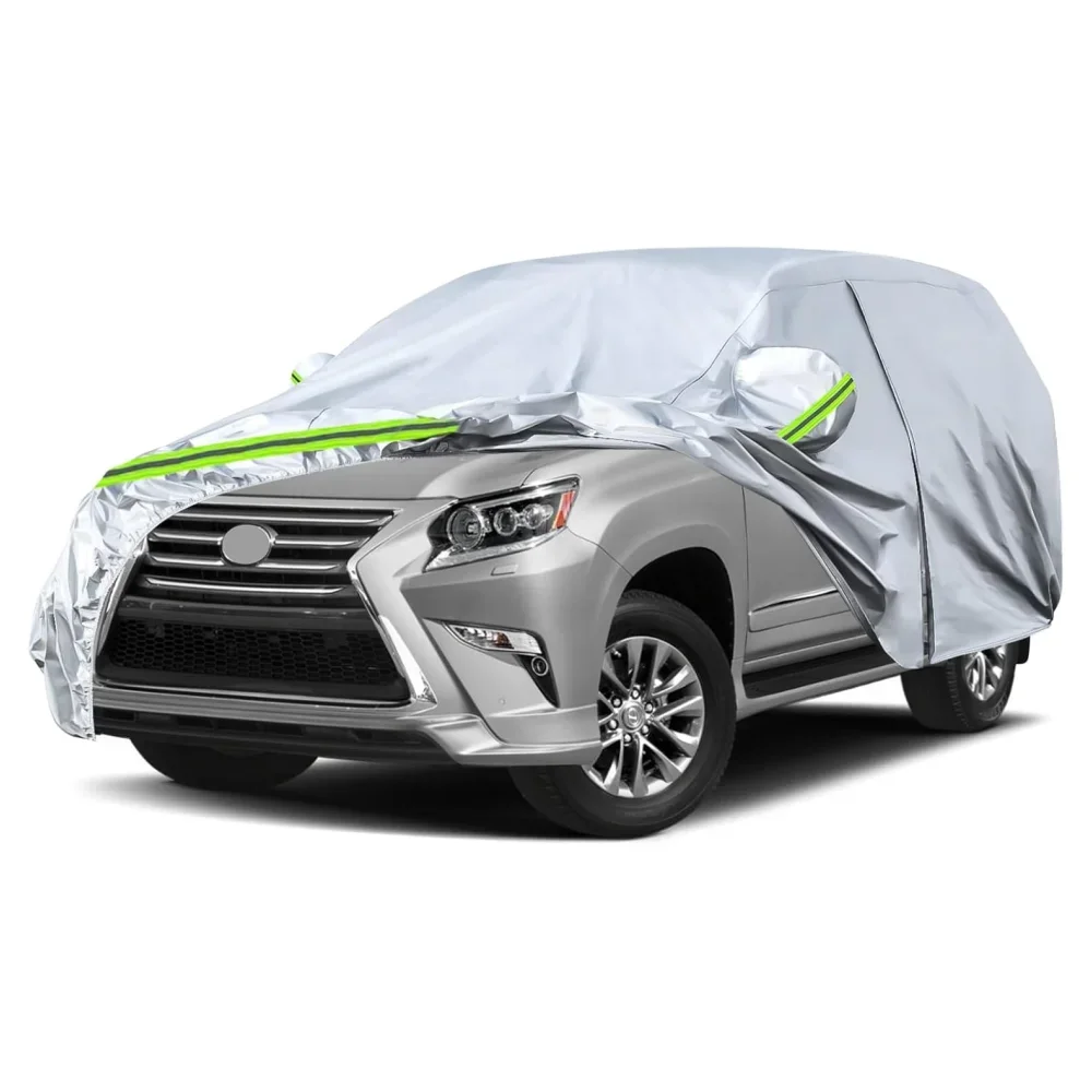 

Car Cover For Lexus GX 460 470 2003-2025 Silver All Weather Custom-fit With Zipper Door Windproof Bands 210T Taffeta fabric