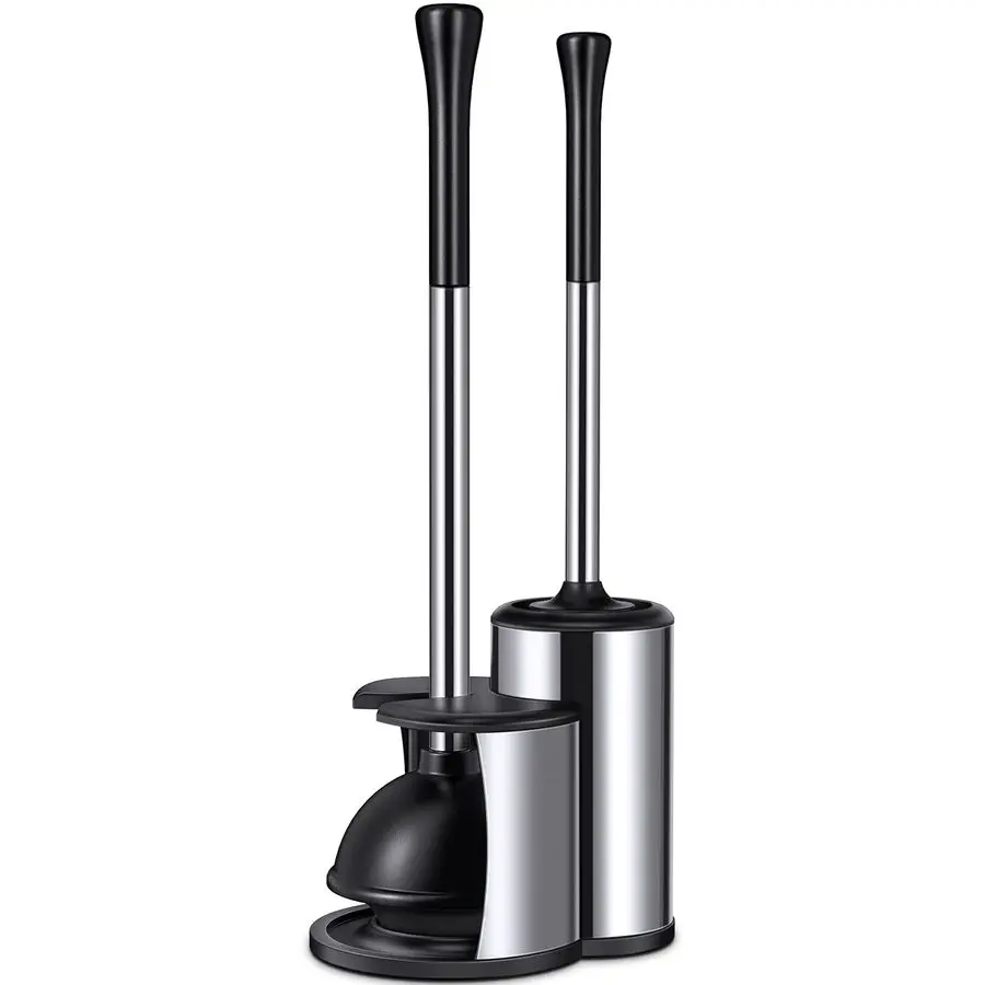 

Toilet Plunger Bowl Brush Set Hideaway Heavy Duty Toilet Plunger Scrubber Cleaner Holder Combo for Bathroom with Covered Caddy H