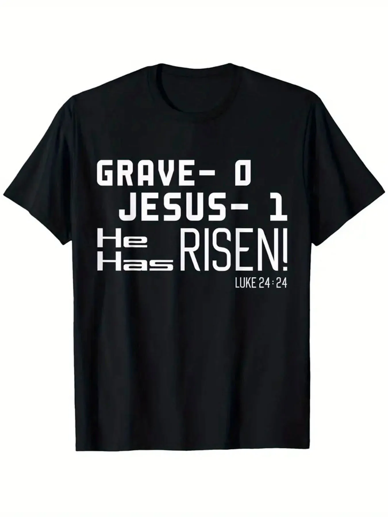 2026 1pc Men's 100% Cotton Jesus Resurrection T-Shirt - Breathable Faith Apparel with Resurrected Jesus Print, Short Sleeve Roun