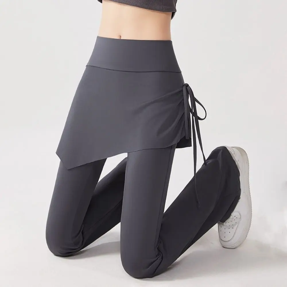 Women Tights Skirt Design Fitness Leggings 2 in 1 High Waist Sports Leggings Tight Flare Hem Sports Yoga Pants Outdoor image 4