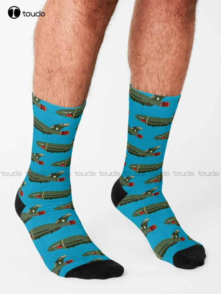 Thunderbird 2 Aircraft Thunderbirds Tv Original Series Virgil Tracy Socks Funny Socks For Women Personalized Custom Gift Retro