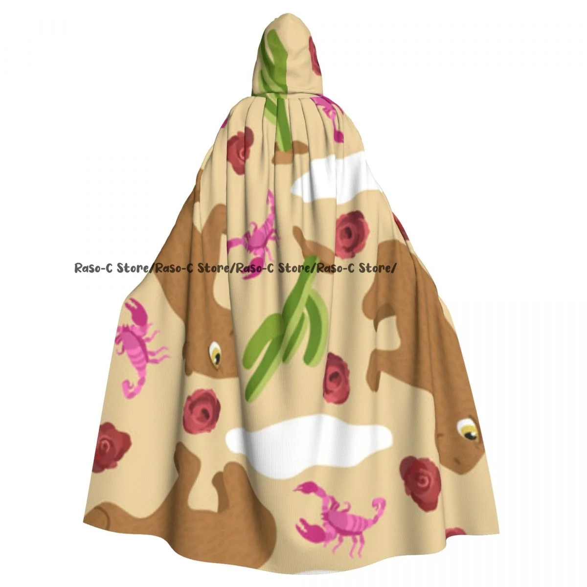 Hooded Cloak Unisex Cloak with Hood Cute Capybaras Cactuses Cloak Vampire Witch Cape Cosplay Costume