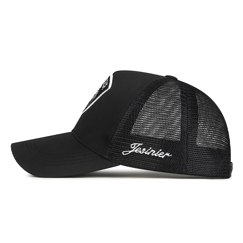 Embroidered Lion Head Black Sunscreen Hat Summer Outdoor Hardtop Mesh Baseball Cap Simple Atmospheric Breathable Snapback Cap