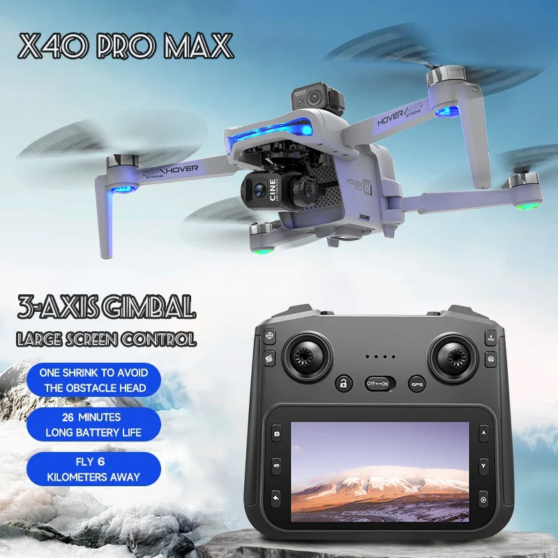 

X40 GPS Drone 4K Professional HD Dual Camera 3-Axis Gimbal Omnidirectional Screen Obstacle Avoidance FPV Dron Rc Quadcopter Toys
