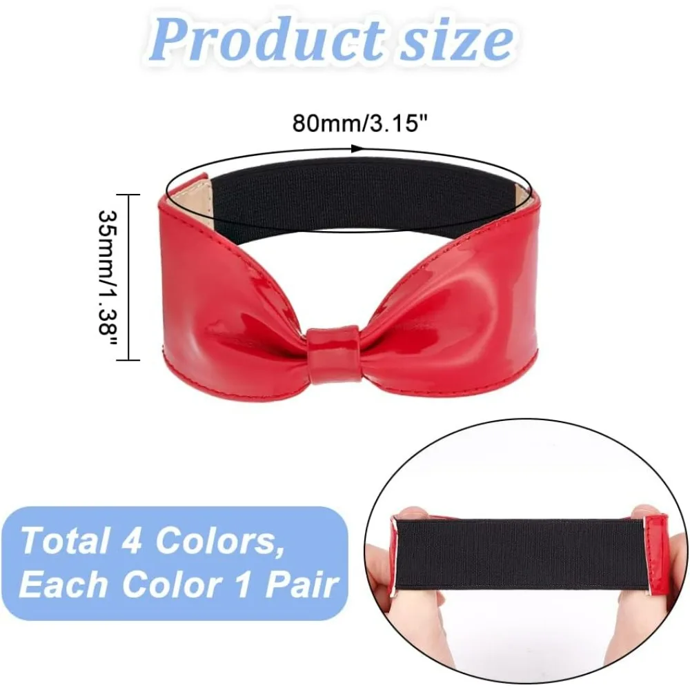 High Heel Shoe Straps 4 Pairs Bowknot Elastic Shoe Laces PU Leather Anti Loose Shoelace Belt Ankle Straps