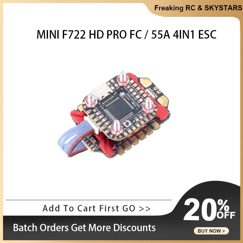 

KYSTARS 20×20 Mini Stack F722FC AM32 55A 4IN1 ESC 3-6S OSD Baro DJI FPV Drone Parts