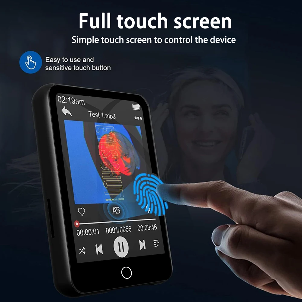4G 2.5 Inch Full Screen MP3 MP4 Walkman Mini Bluetooth Portable Music Player HIFI Sound Touch Screen Multifunctional Players