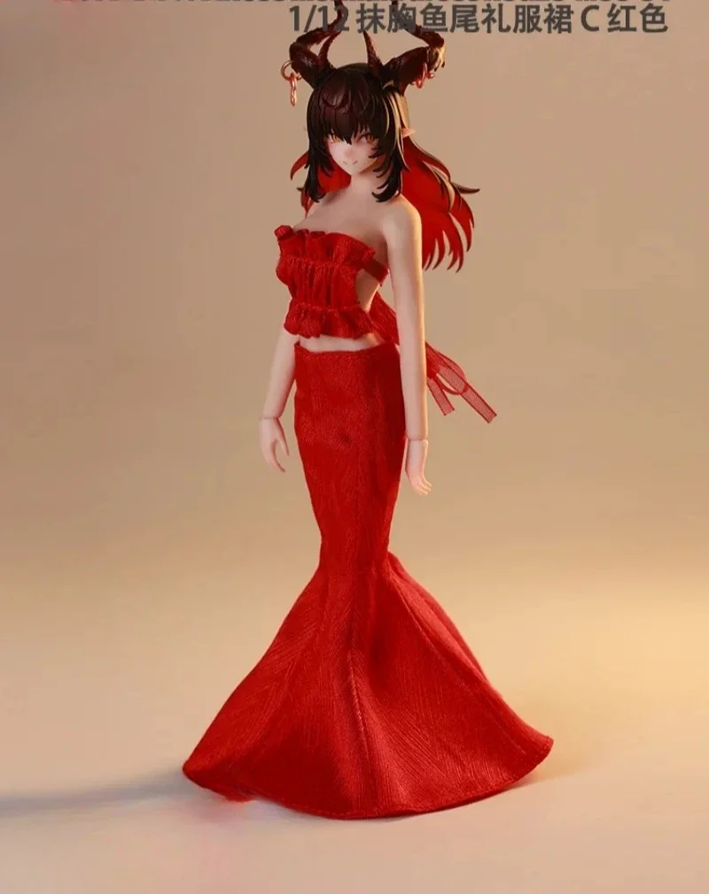 ACG26-05M-04 Maßstab 1:12, trägerloses Meerjungfrauenkleid für Damen, Abendkleid, Soldatenkleid, Kleidungsmodell, passend für 6-Zoll-Actionfigurenkörper – Detail 13