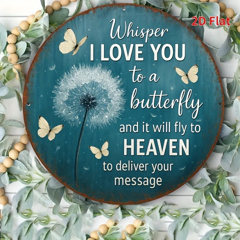 1 7.87-Inch Round Aluminum Metal Wall Sign - Whispers of Dandelions 