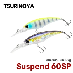 TSURINOYA Max 3.7m 60SP 5.7g Suspending Minnow Fishing Lure Explorers SHAD Long Casting Hard Bait For Pike Perch Chub Jerkbait