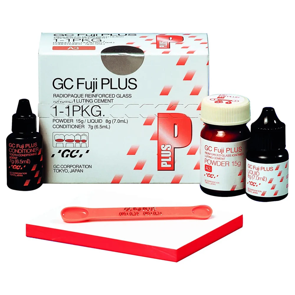 

Gc Fuji Plus Dental Cement Luting Resin Reinforced Teeth Crown Post Fiber Core Adhesive Permanent A3 Powder FujiCEM Dentistry