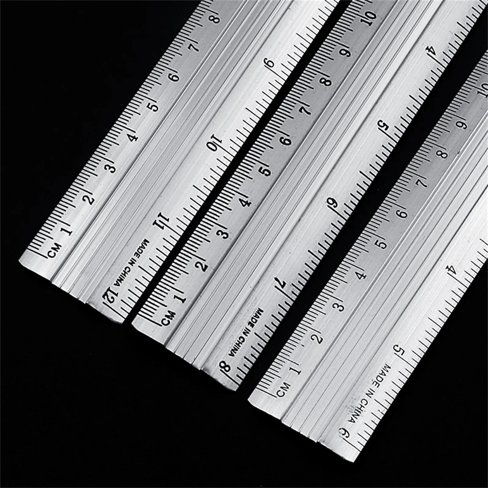 1Pc Righello Dritto Strumento di Misura di Precisione In Lega di Alluminio 0-150MM 0-200MM 0-300MM 0-6 Pollici 0-8 Pollici 0-12 Pollici