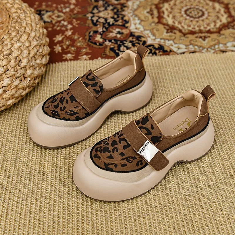 Leopard Platform Loafers Suede Shoes Women Sneaker Casual Flats Sport Woman Brand Autumn Running 2024 Trend Cozy Zapatilas Mujer