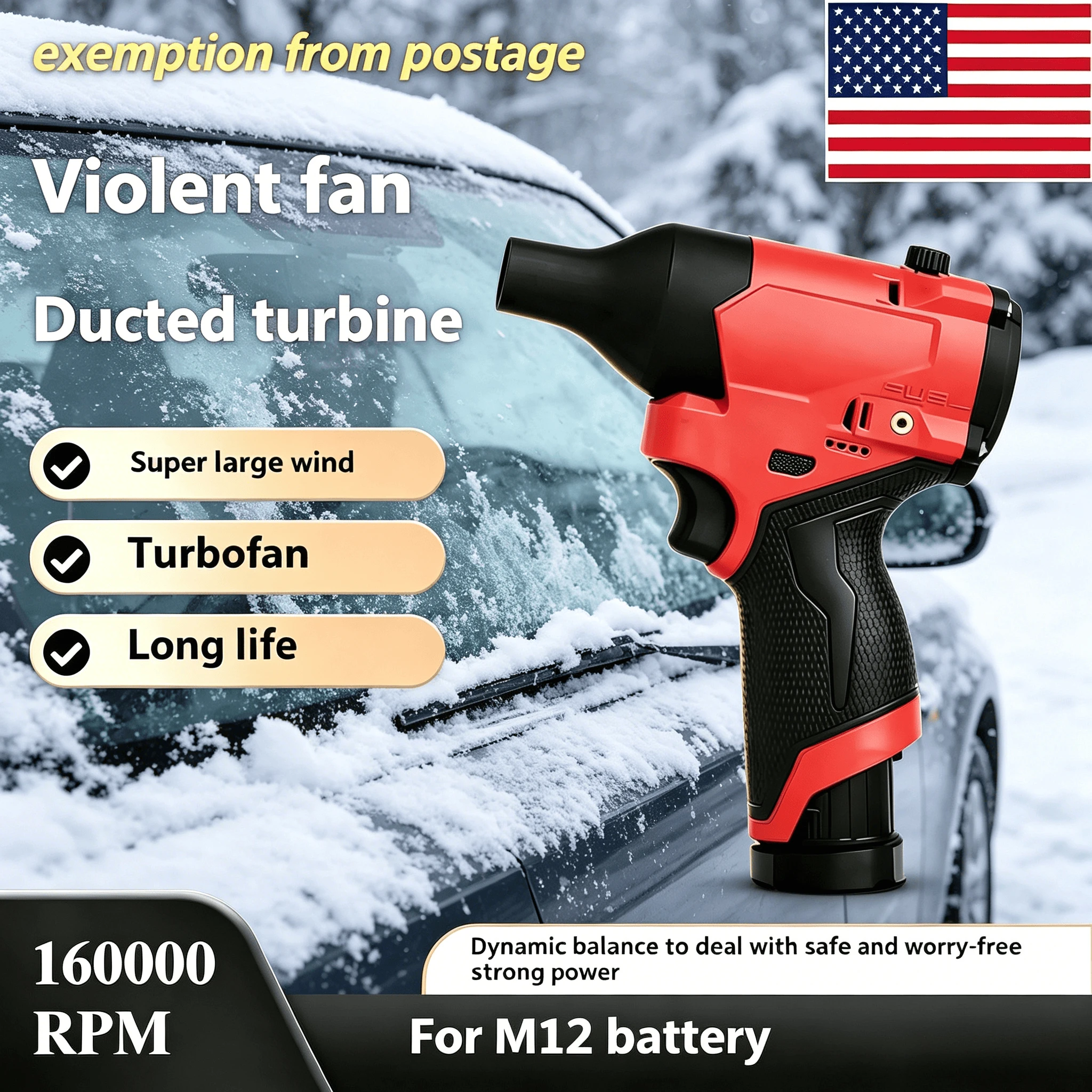 

Turbine snow removal fan | Suitable for Miller M12 high-pressure jet fan | Brushless electric air gun | High-speed portable air