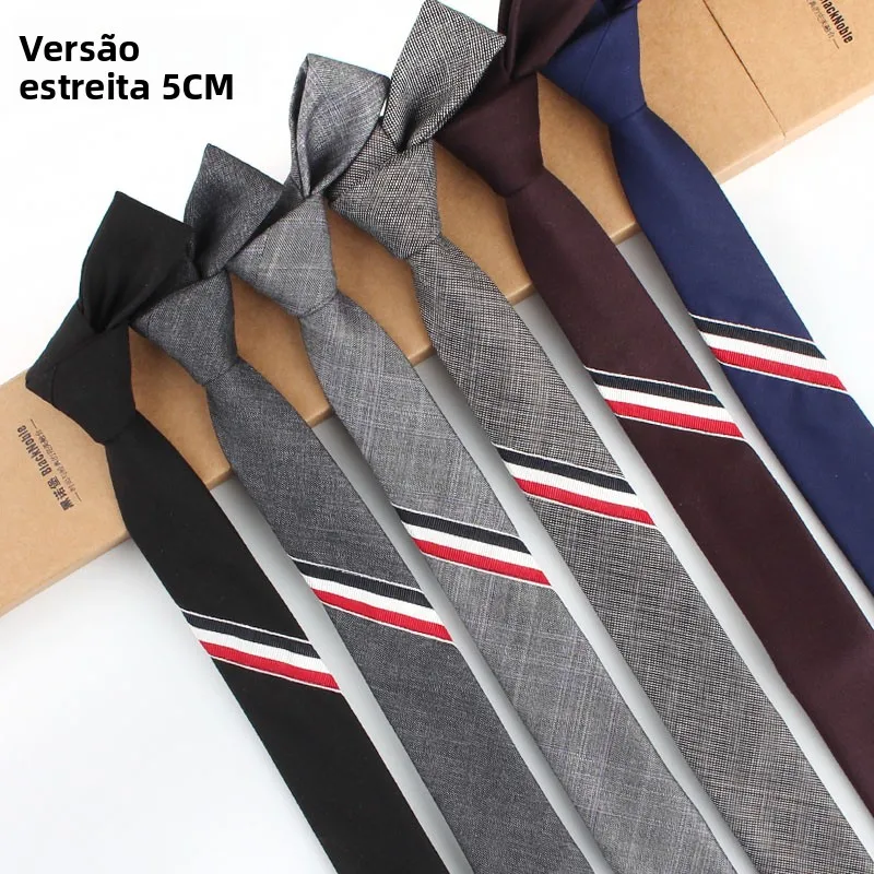 gravata-estreita-com-listras-tricolor-estilo-coreano-para-homens-e-mulheres-casual-formal-casamento-preta-cinza-gravata