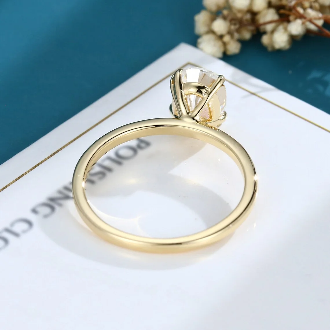 Anel solitário de noivado de moissanite de 1 a 3 quilates de prata esterlina 925 com corte oval exclusivo para mulheres e meninas banhado a ouro 14K com certificado