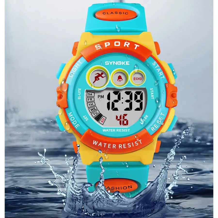 SYNOKE Student Sport Watches For Kids Colorful Electronic Watches Waterproof Clock Children Digital Watch For Boys Girls