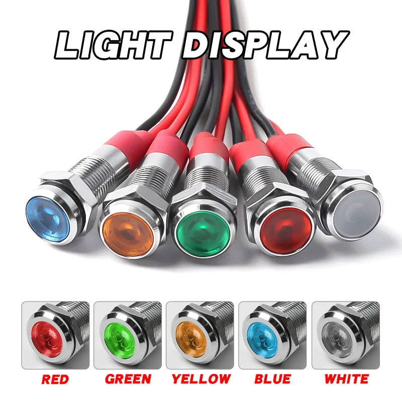 6 مللي متر معدن مؤشر LED ضوء لوحة تصاعد مصباح إشارة صغير أحمر أزرق أصفر أخضر أبيض 220 فولت 24 فولت 12 فولت 6 فولت 3 فولت