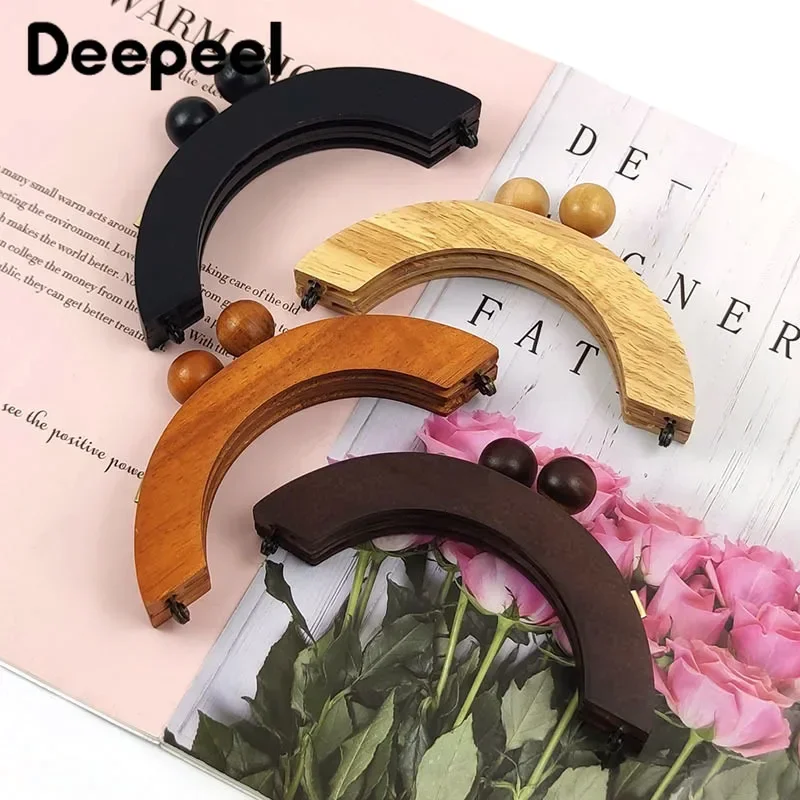 1Pc Deepeel Wood Bag Handle Wallet Lock Purse Frame Sewing Brackets for DIY Purses Handles Kiss Clasp Making Bags Accessory